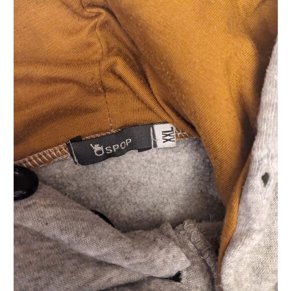 SPOP Hoodie Sweatshirt Womens XXL Pullover Buttons Gray Brown Athleisure Urban - Picture 3 of 16